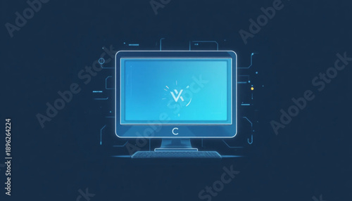 Flat vector icon of cloud computing, data servers inside a cloud, IT technology theme, modern minimalist style, blue and white color palette, clean background