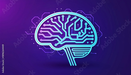 Flat colored artificial intelligence themed icon illustration