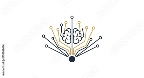 Stylized brain with neural connections and circuit elements.