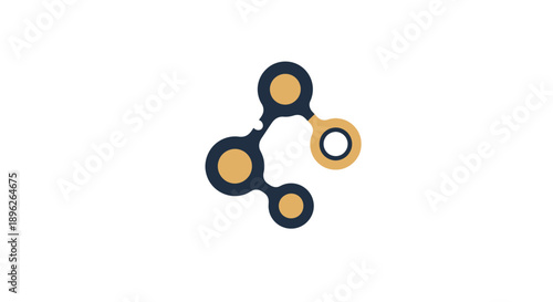 Simple molecular structure icon with orange and black circles.