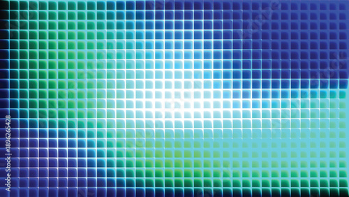 Gradient mosaic of rounded squares in blue green and purple hues abstract background grid