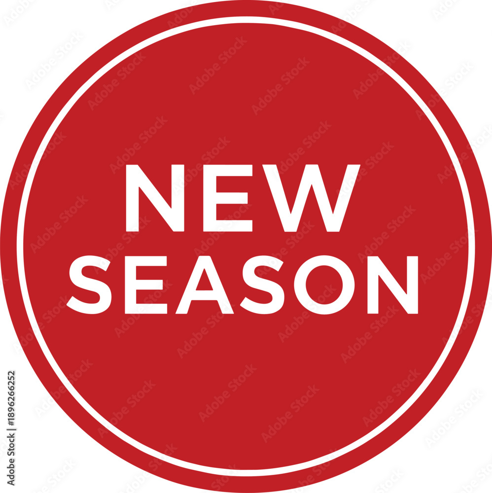 Obraz premium New season red circular badge vector illustration for sale promotion, seasonal marketing campaign, retail labels, and ecommerce design