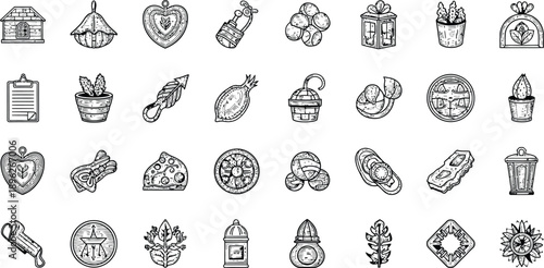 Miscellaneous Hand-Drawn Icons - Vintage Style