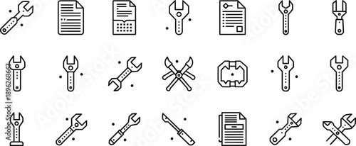 Tools and Repair Icons - Line Art Collection