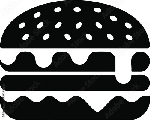 Stylized Fast Food Burger Vector Illustration, vector, illustration, silhouette