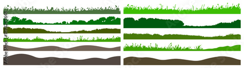 Grass Soil Vector Art, Icons on White Background, landscape, grass, green, natural, vector, environment, design