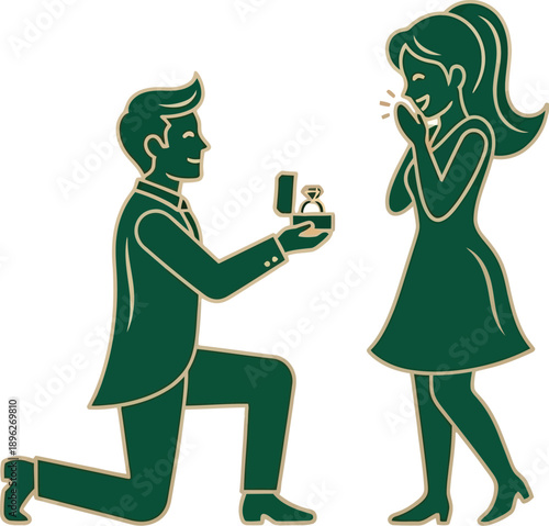 Man Proposing with Ring Box to Excited Woman