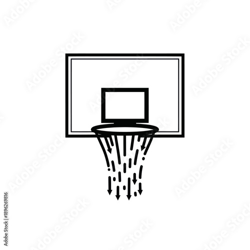 Basketball Hoop and Net Icon Vector