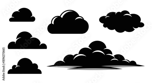 Dynamic black cloud shapes with highlights for dramatic sky effects.