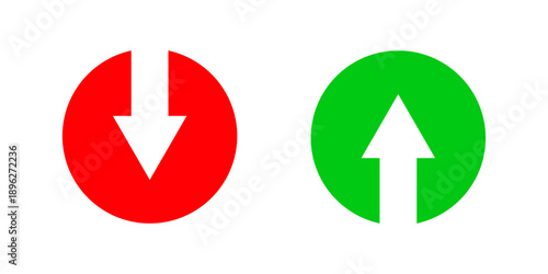 Up and down arrows symbolizing growth and decline. These icons are widely used in user interfaces, on physical signs, and on industrial equipment buttons to provide clear visual communication. Vector