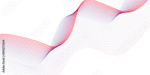 Flowing Dot Wave halftone gradient pattern on transparent background.   Abstract wave vector illustration with colorful flowing lines creates a vibrant backdrop and wallpaper design. Wavy vector line 