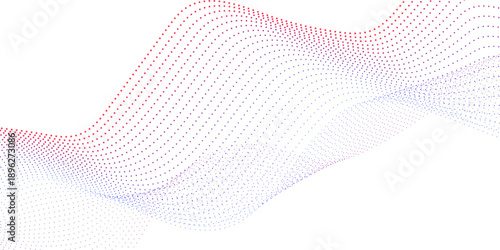 Flowing Dot Wave halftone gradient pattern on transparent background.   Abstract wave vector illustration with colorful flowing lines creates a vibrant backdrop and wallpaper design. Wavy vector line 