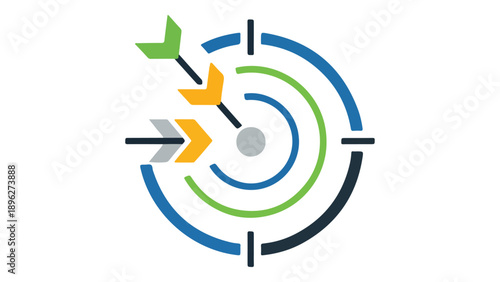 Target and Arrows Icon | Bullseye Symbol for Business Goals, Strategy, and Marketing Success Vector Illustration
