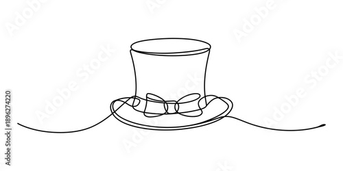 Minimalist design of an elegant top hat created with a continuous single line