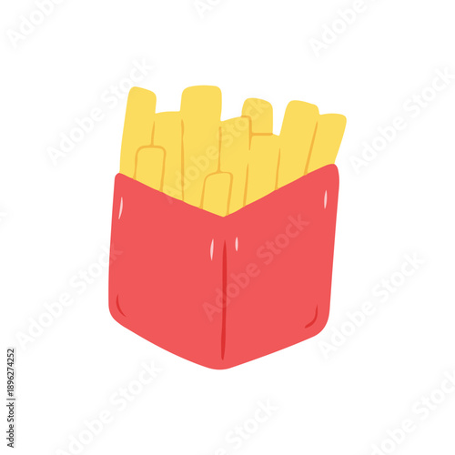 Fast Food French Fries Red Box Illustration