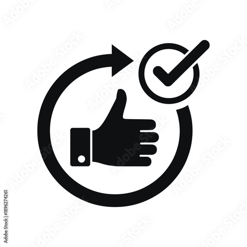 Hand giving thumbs up with checkmark symbol in circle