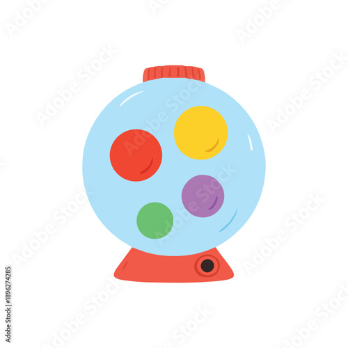Gumball Machine With Colorful Candy Illustration