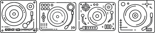 Four black and white illustrations of various gauge dials and meters side by side