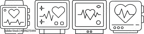 Heart rate monitor icons on various devices