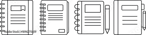 Four different notebook bindings and designs illustrated