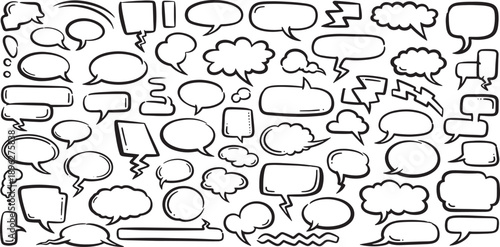 A collection of various cartoon speech bubbles and thought clouds