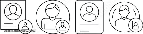 Simple black and white icons depicting people and their profiles