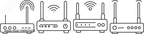 Wireless router devices with signal strength indicators