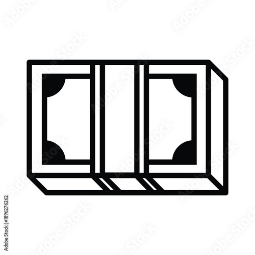 Black and white dollar bill line icon, simple banknote outline vector illustration, financial symbol for web and app