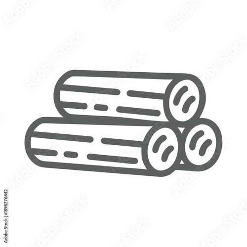 Firewood bundle in a minimalist style on a white background for decoration and gardening
