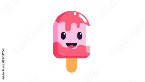 Cute Strawberry Ice Pop Character with Bite Mark