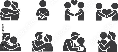 Love and family icon silhouette set illustration