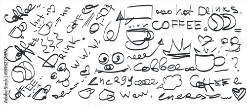 Hand-Drawn Coffee Doodles and Sketchy Elements