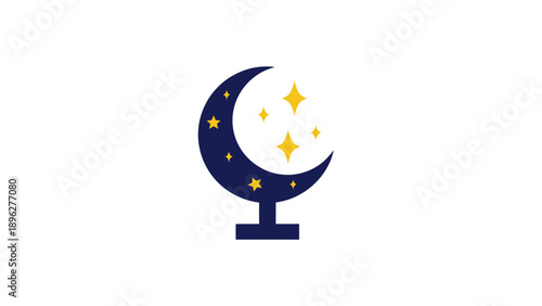 Magical Crescent Moon and Stars Logo Design