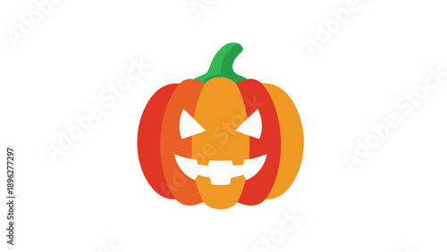 Halloween Pumpkin with a Spooky Face, Orange and Red Tones