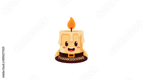 Cute Thanksgiving Candle Character with Pilgrim Hat