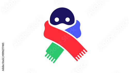 Abstract Character with Colorful Scarf, Modern Flat Design