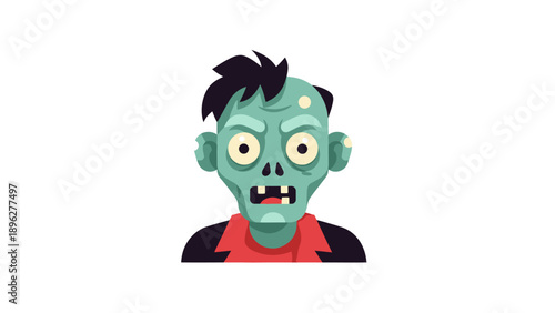 Green Zombie Face with Spiked Hair and Open Mouth, Horror Character