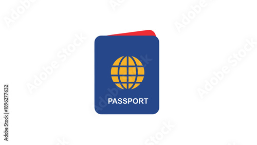 Blue Passport with Globe Emblem and Red Cover Accent