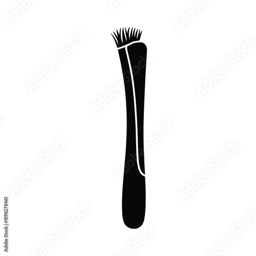 Simple black and white illustration of a mascara wand or cosmetic brush
