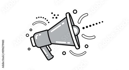 Megaphone Icon in Modern Line Art Style for Announcements