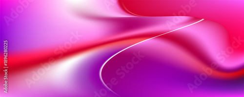 3d Pink holographic liquid wave, iridescent chrome fluid silk fabric background. Rainbow smooth metal foil. Hologram cloth with wavy folds, shiny gradient effect in motion. Holo unicorn colours.Vector