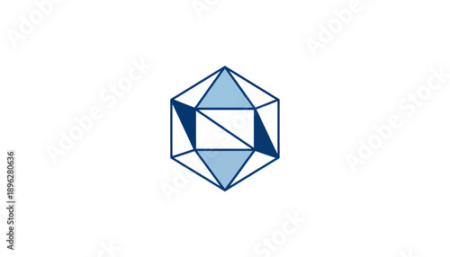 Abstract Blue Geometric Crystal Shape