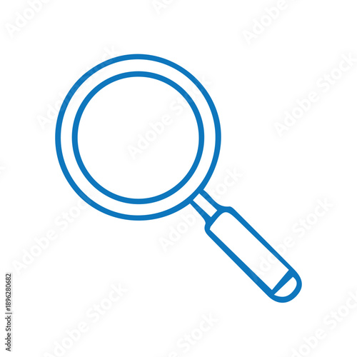 Magnifying glass search icon for analysis branding on white background