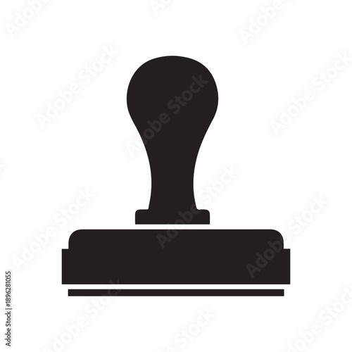 Rubber stamp silhouette icon for office branding on white background
