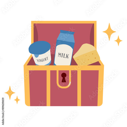 乳製品の入った宝箱のイラスト