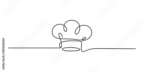Continuous line drawing of a classic chef hat in minimalist style