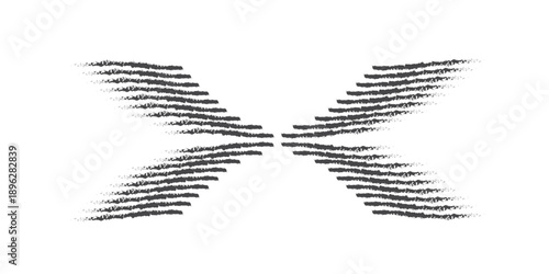A black and white image of a stylized letter x with a zebra like texture
