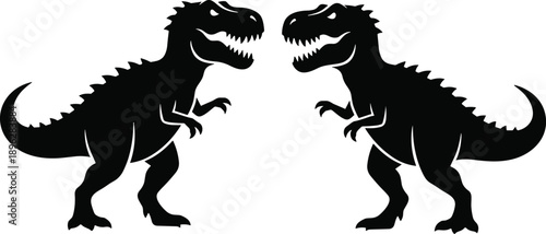Tyrannosaurus rex silhouette, dinosaur vector artwork, prehistoric animal design, Jurassic predator illustration, black outline graphic, ancient creature icon, minimalist fossil artwork