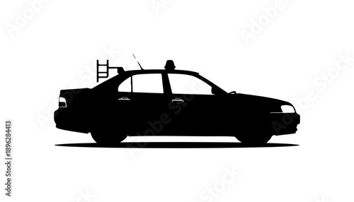 Black Silhouette Police Car Vector Illustration
