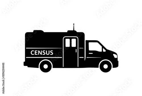 Census Vehicle Silhouette Icon - Minimalist Black and White Van Design